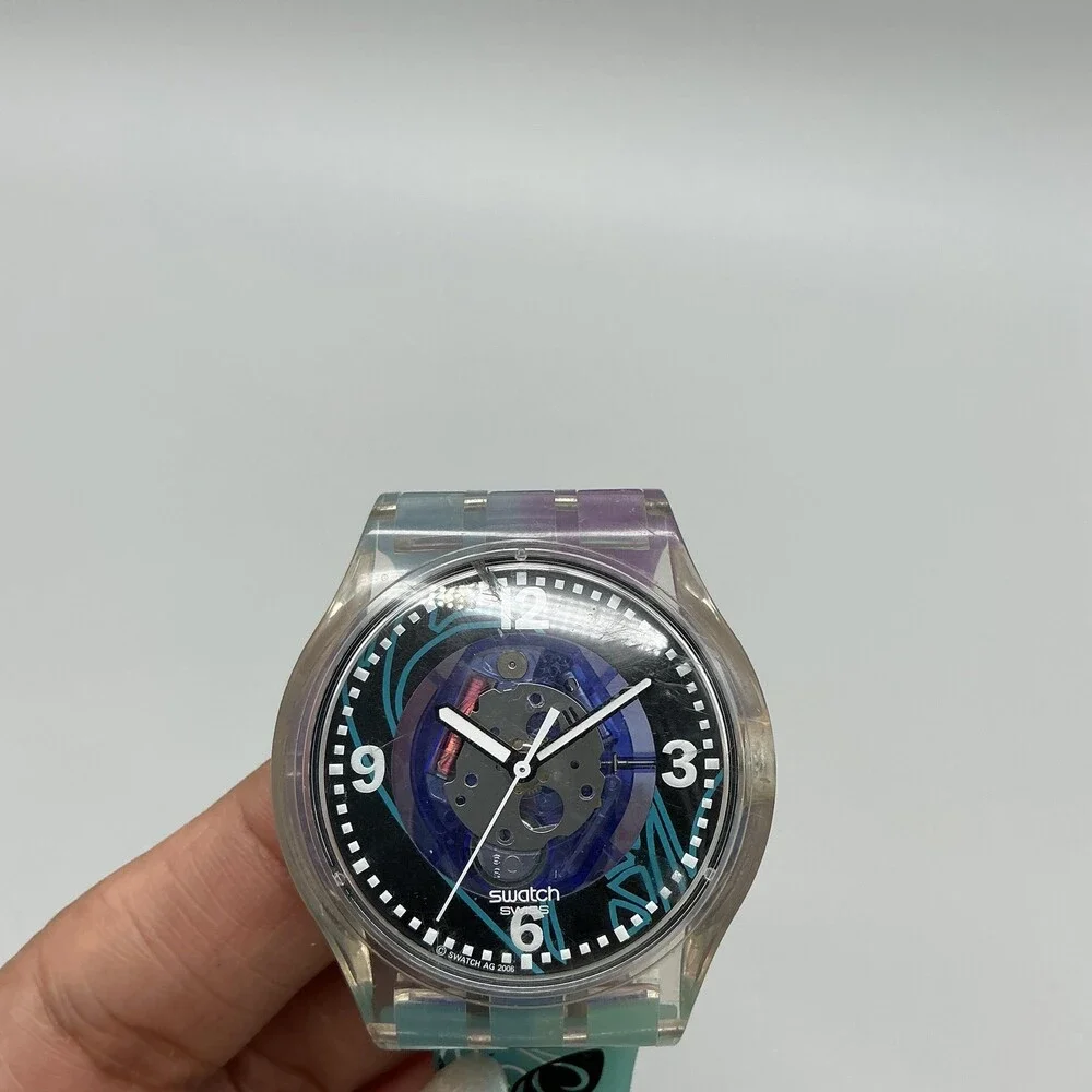 Swatch Sunray Glam SUOZ148 Womens Watch 37mm Black Blue Multicolor New Battery